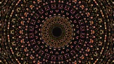 Kırmızı ve mavi renkli soyut Kaleydoskop deseni. Sihirli mandala. 4k