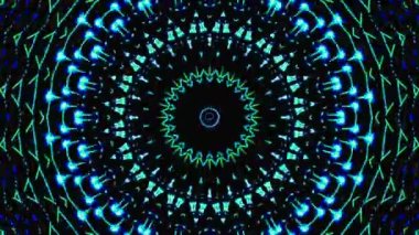 Kırmızı ve mavi renkli soyut Kaleydoskop deseni. Sihirli mandala. 4k