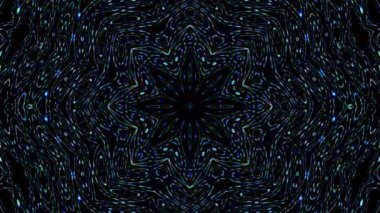 Kırmızı ve mavi renkli soyut Kaleydoskop deseni. Sihirli mandala. 4k