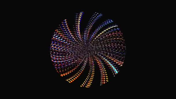 Forme Ronde Animée Lumières Clignotantes Multicolores Sur Fond Noir — Video