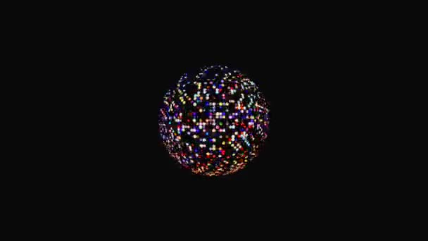 Forme Ronde Animée Lumières Clignotantes Multicolores Sur Fond Noir — Video