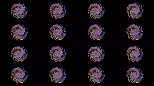 Κινούμενο Στρογγυλό Σχήμα Πολύχρωμων Φλας Μαύρο Φόντο — Αρχείο Βίντεο