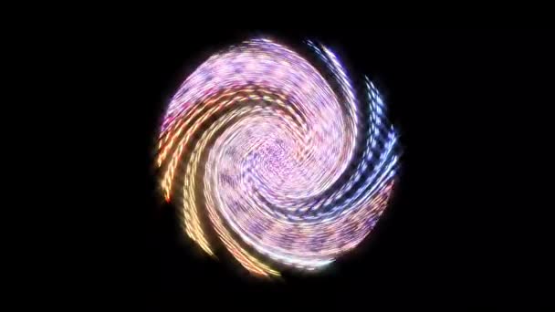 Animierte Runde Form Mehrfarbiger Blinklichter Auf Schwarzem Hintergrund — Stockvideo