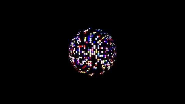 Анимированная Круглая Форма Многоцветных Мигающих Огней Черном Фоне — стоковое видео