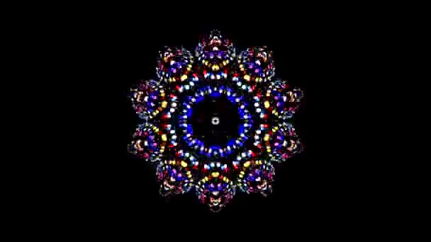 Анимированная Круглая Форма Многоцветных Мигающих Огней Черном Фоне — стоковое видео