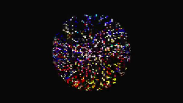 Forma Rotonda Animata Luci Lampeggianti Multicolore Sfondo Nero — Video Stock