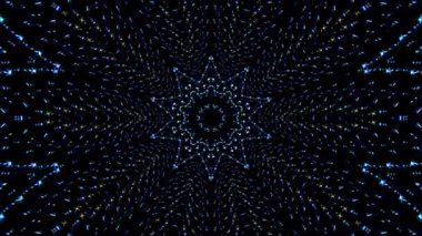 Kırmızı ve mavi renkli soyut Kaleydoskop deseni. Sihirli mandala. 4k