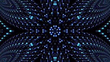 Kırmızı ve mavi renkli soyut Kaleydoskop deseni. Sihirli mandala. 4k