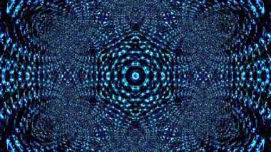 Kırmızı ve mavi renkli soyut Kaleydoskop deseni. Sihirli mandala. 4k