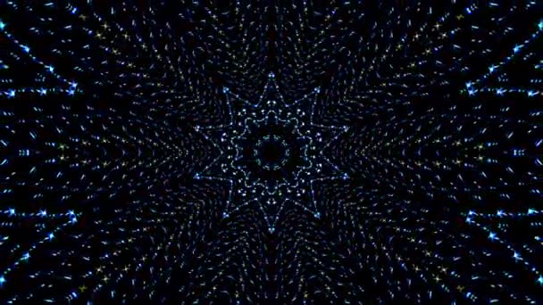 Pola Kaleidoskop Abstrak Dengan Warna Merah Dan Biru Mandala Sihir — Stok Video