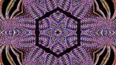 Kırmızı ve mavi renkli soyut Kaleydoskop deseni. Sihirli mandala. 4k