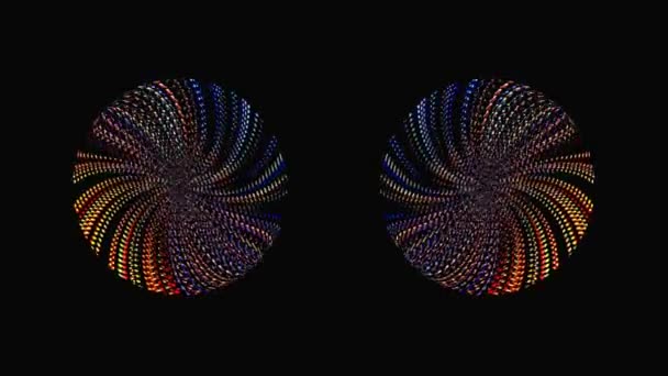 Forma Redonda Animada Luces Intermitentes Multicolor Sobre Fondo Negro — Vídeo de stock