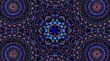 Kırmızı ve mavi renkli soyut Kaleydoskop deseni. Sihirli mandala. 4k