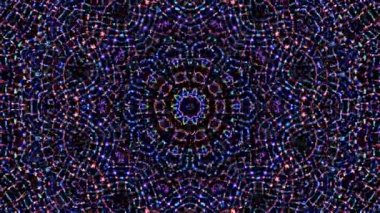 Kırmızı ve mavi renkli soyut Kaleydoskop deseni. Sihirli mandala. 4k