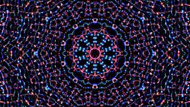 Caleidoscopio Abstracto Con Colores Rojo Azul Mandala Mágica — Vídeos de Stock