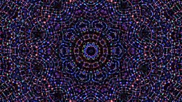 Padrão Caleidoscópio Abstrato Com Cores Vermelho Azul Mandala Mágica — Vídeo de Stock