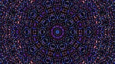Kırmızı ve mavi renkli soyut Kaleydoskop deseni. Sihirli mandala. 4k