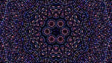 Kırmızı ve mavi renkli soyut Kaleydoskop deseni. Sihirli mandala. 4k