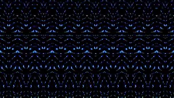 美しい抽象的な線が輝く明るいライトセットブラックを背景に滑らかな青の動き — ストック動画