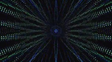 Soyut çokrenkli kaleydoskop siyah arkaplan etrafında dönen dairesel çizgiler