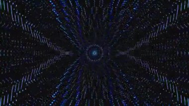 Soyut çokrenkli kaleydoskop siyah arkaplan etrafında dönen dairesel çizgiler