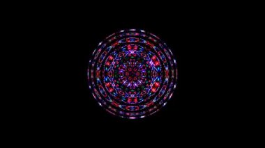 Siyah arkaplanda yanıp sönen çok renkli ışıkların hareketli yuvarlak şekli