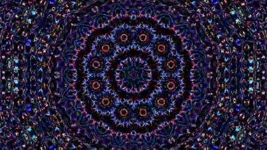 Soyut Kaleydoskop deseni tam renklerle. Sihirli mandala. 4k