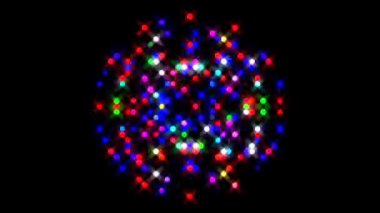 Siyah arkaplanda yanıp sönen çok renkli ışıkların hareketli yuvarlak şekli