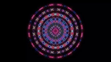 Siyah arkaplanda yanıp sönen çok renkli ışıkların hareketli yuvarlak şekli