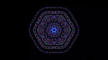 Siyah arkaplanda yanıp sönen çok renkli ışıkların hareketli yuvarlak şekli