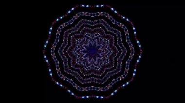 Siyah arkaplanda yanıp sönen çok renkli ışıkların hareketli yuvarlak şekli
