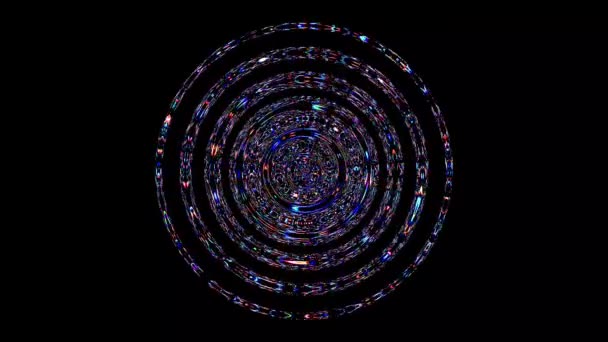 Formă Rotundă Animată Lumini Intermitente Multicolore Fundal Negru — Videoclip de stoc