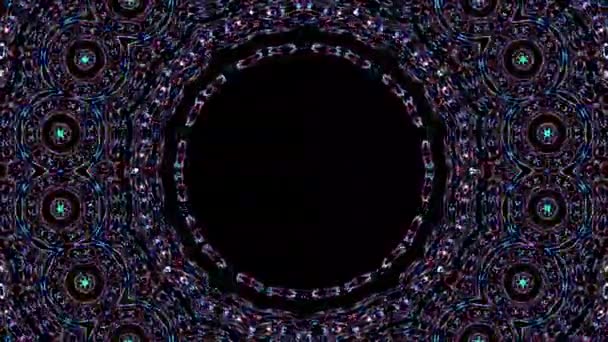 彩色闪光灯的动画圆形圆形 背景为黑色 — 图库视频影像