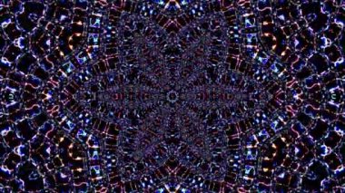 Soyut Kaleydoskop deseni tam renklerle. Sihirli mandala. 4k