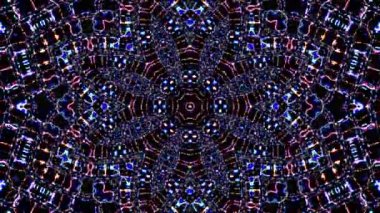 Soyut Kaleydoskop deseni tam renklerle. Sihirli mandala. 4k