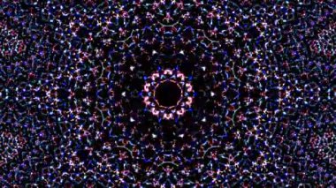 Soyut Kaleydoskop deseni tam renklerle. Sihirli mandala. 4k