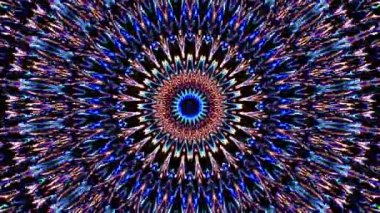 Soyut Kaleydoskop deseni tam renklerle. Sihirli mandala. 4k