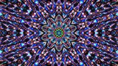 Soyut Kaleydoskop deseni tam renklerle. Sihirli mandala. 4k