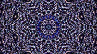 Soyut Kaleydoskop deseni tam renklerle. Sihirli mandala. 4k