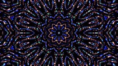 Soyut Kaleydoskop deseni tam renklerle. Sihirli mandala. 4k