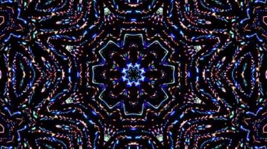 Soyut Kaleydoskop deseni tam renklerle. Sihirli mandala. 4k