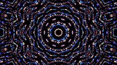 Soyut Kaleydoskop deseni tam renklerle. Sihirli mandala. 4k