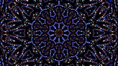 Soyut Kaleydoskop deseni tam renklerle. Sihirli mandala. 4k