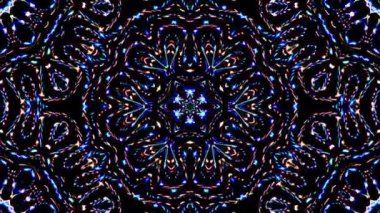 Soyut Kaleydoskop deseni tam renklerle. Sihirli mandala. 4k