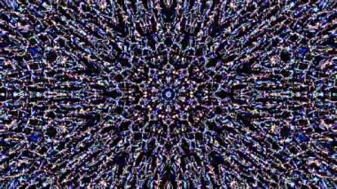 Soyut Kaleydoskop deseni tam renklerle. Sihirli mandala. 4k