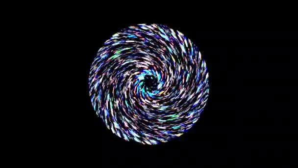 Geanimeerde Ronde Vorm Van Multicolor Knipperende Lichten Een Zwarte Achtergrond — Stockvideo