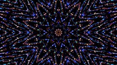 Soyut Kaleydoskop deseni tam renklerle. Sihirli mandala. 4k