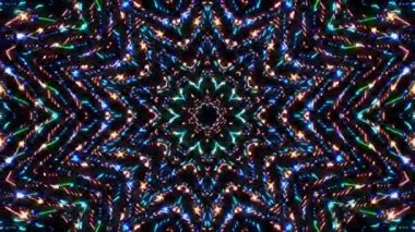 Soyut Kaleydoskop deseni tam renklerle. Sihirli mandala. 4k