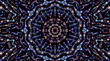 Soyut Kaleydoskop deseni tam renklerle. Sihirli mandala. 4k