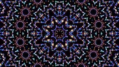 Soyut Kaleydoskop deseni tam renklerle. Sihirli mandala. 4k